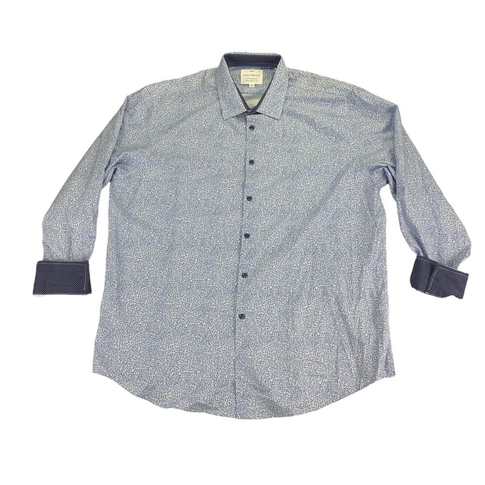 Con.Struct Mens Slim Fit Performance Stretch Dress Shirt Blue 2XL 18-18.5 35/36